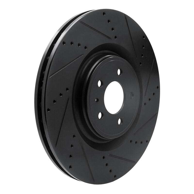 Ford Mustang Brake Rotor (1) - Front Right - R1 Concepts - Drilled & Slotted - Black - `13-`14